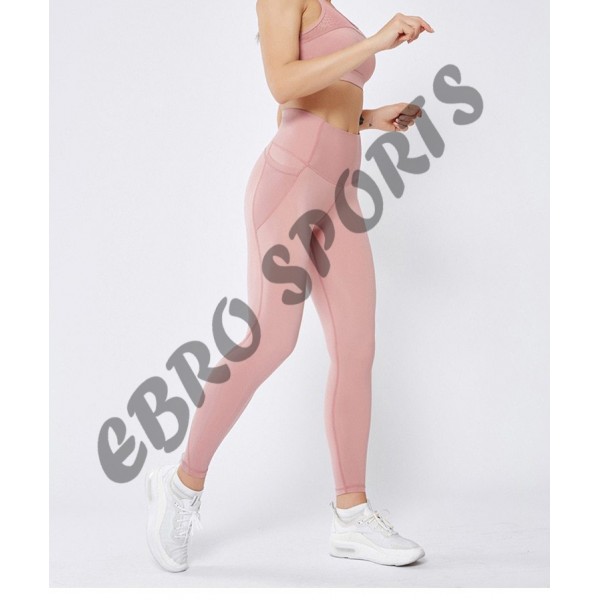 EBRO  LUXE Mesh Full Length Legging - Soft Pink